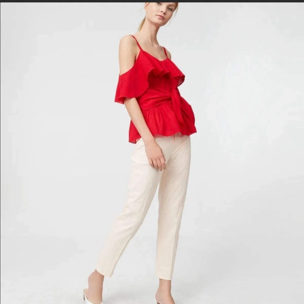 NWT CLUB MONACO RED AKUA RUFFLE TOP